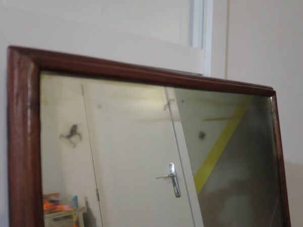 Vintage-commode coiffeuse-rotin tressé-5 tiroirs-miroir-Années 60/70