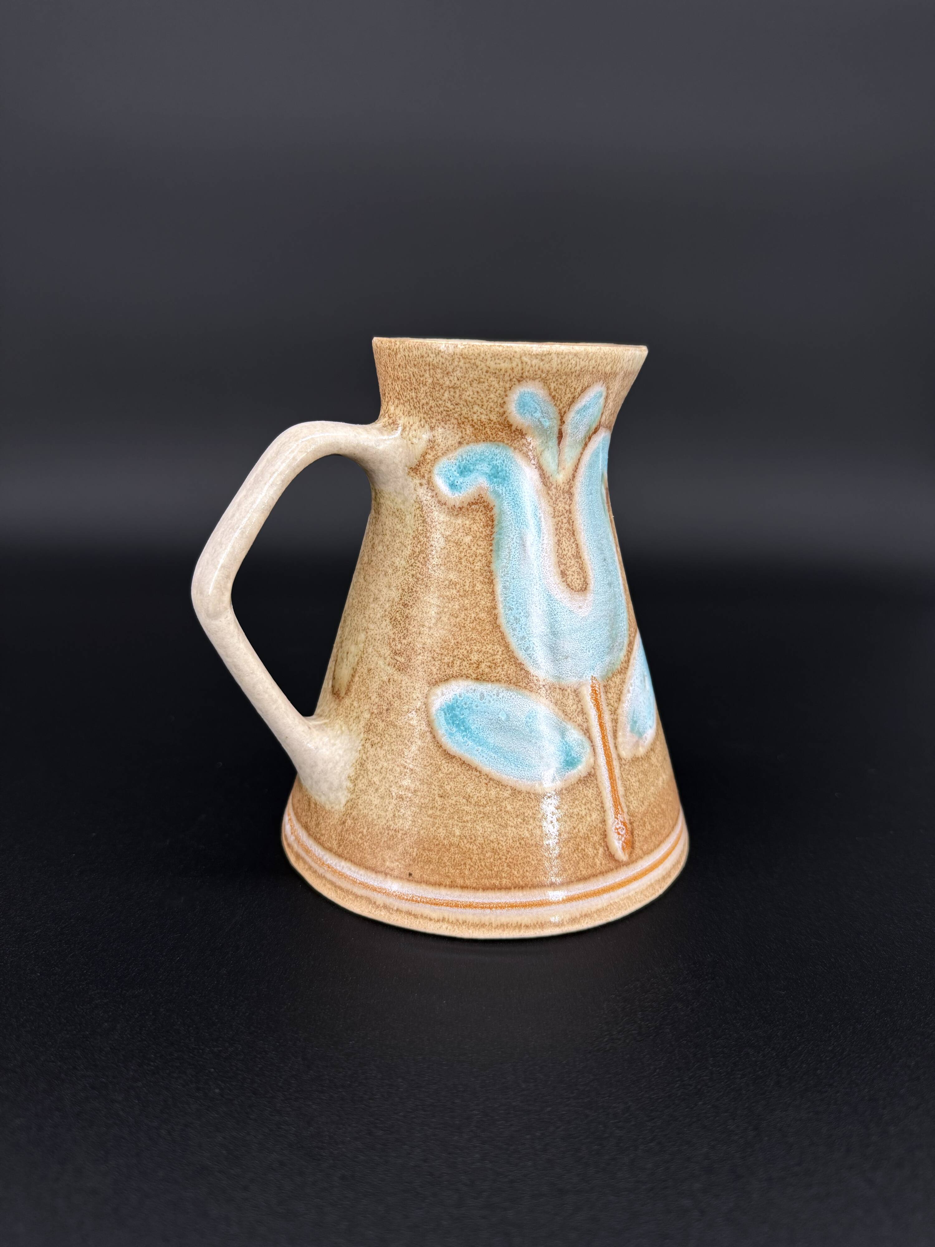 Grès breton peint main – Ensemble floral turquoise Manufacture Bretonne de