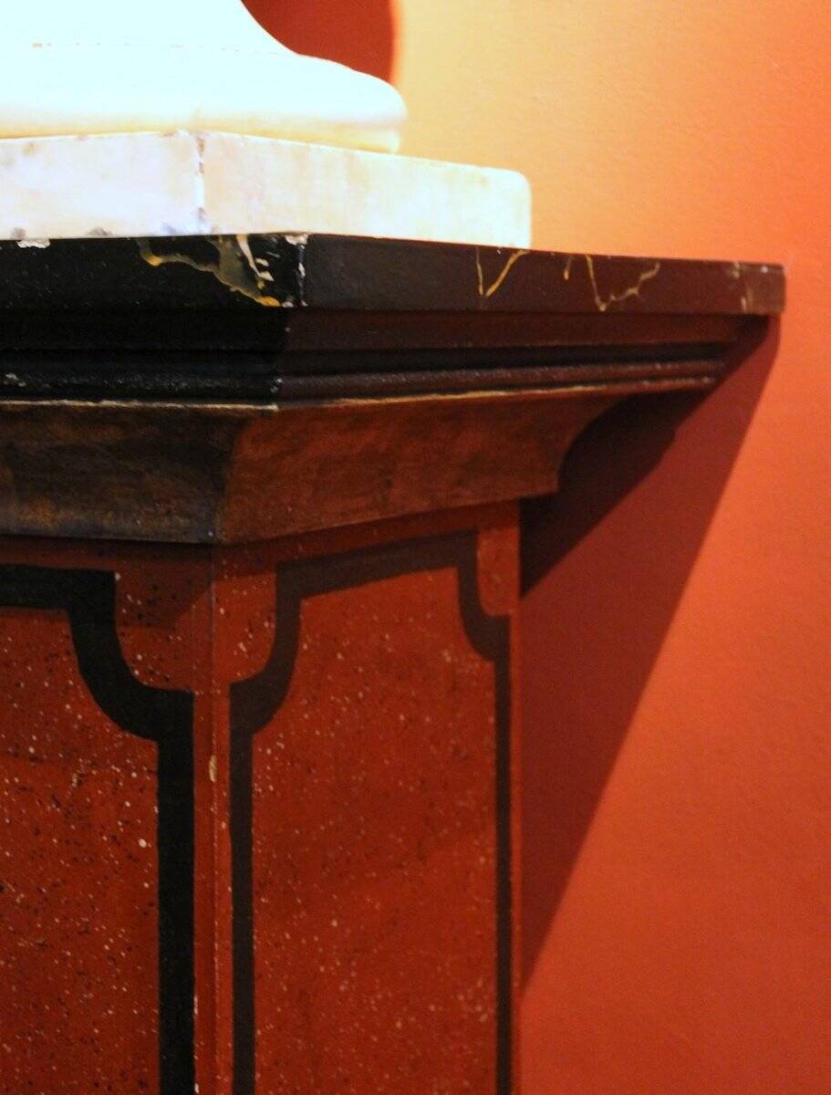 19th Century Italian Faux Marble Lacquer Architectural Pedestals or Columns, Set of 2