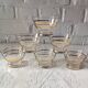 6 vintage 1950s champagne/dessert glasses with gold trim