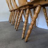 Set of 6 Vintage Tyrolean Heart Cutout Wooden Dining Chairs, Farmhouse