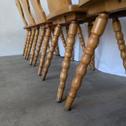 Set of 6 Vintage Tyrolean Heart Cutout Wooden Dining Chairs, Farmhouse