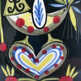 Ceramic wall plaque with bird decor by Dodik
