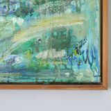 Abstract impressionism painting - Turquois Town with Animals