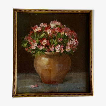 Peinture à l’huile de fleur années 1950