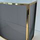 Curved Three-Panel Fire Screen in Polished Brass and Black Grille, in Style of