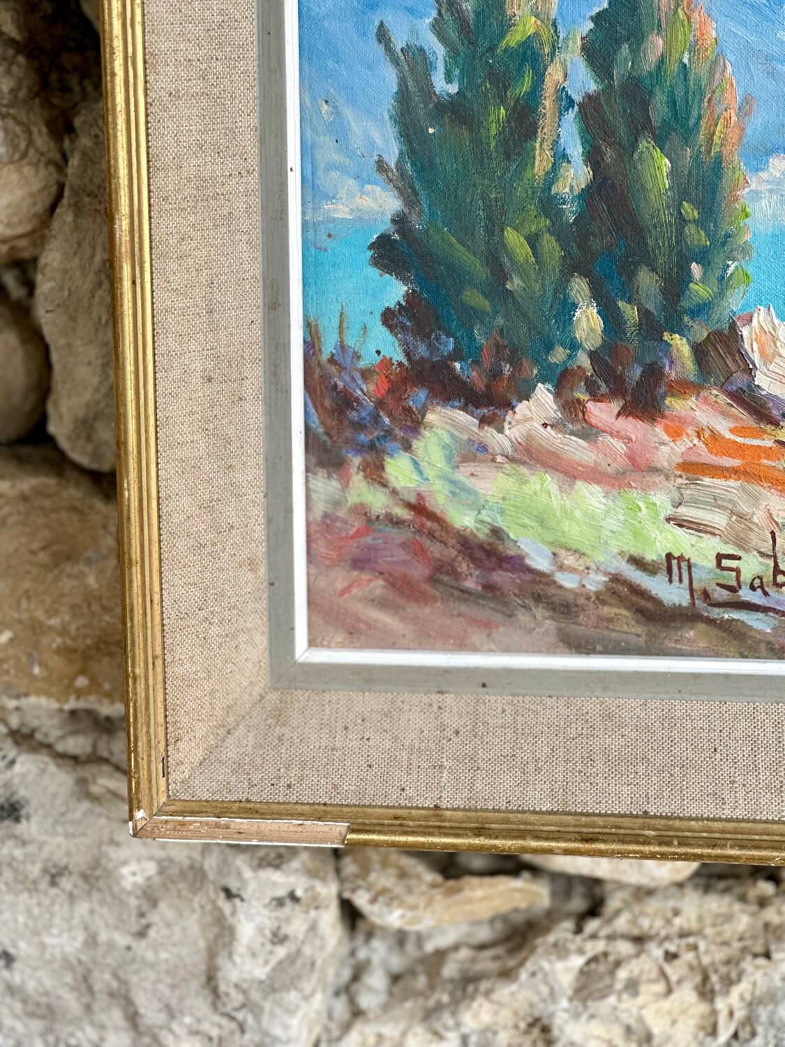 Mediterranean Landscape Painting Signed by Mr. Sabido