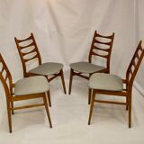 Set of 4 Scandinavian chairs year 50-60 restored anti-stain fabric gray cloud.