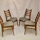 Set of 4 Scandinavian chairs year 50-60 restored anti-stain fabric gray cloud.