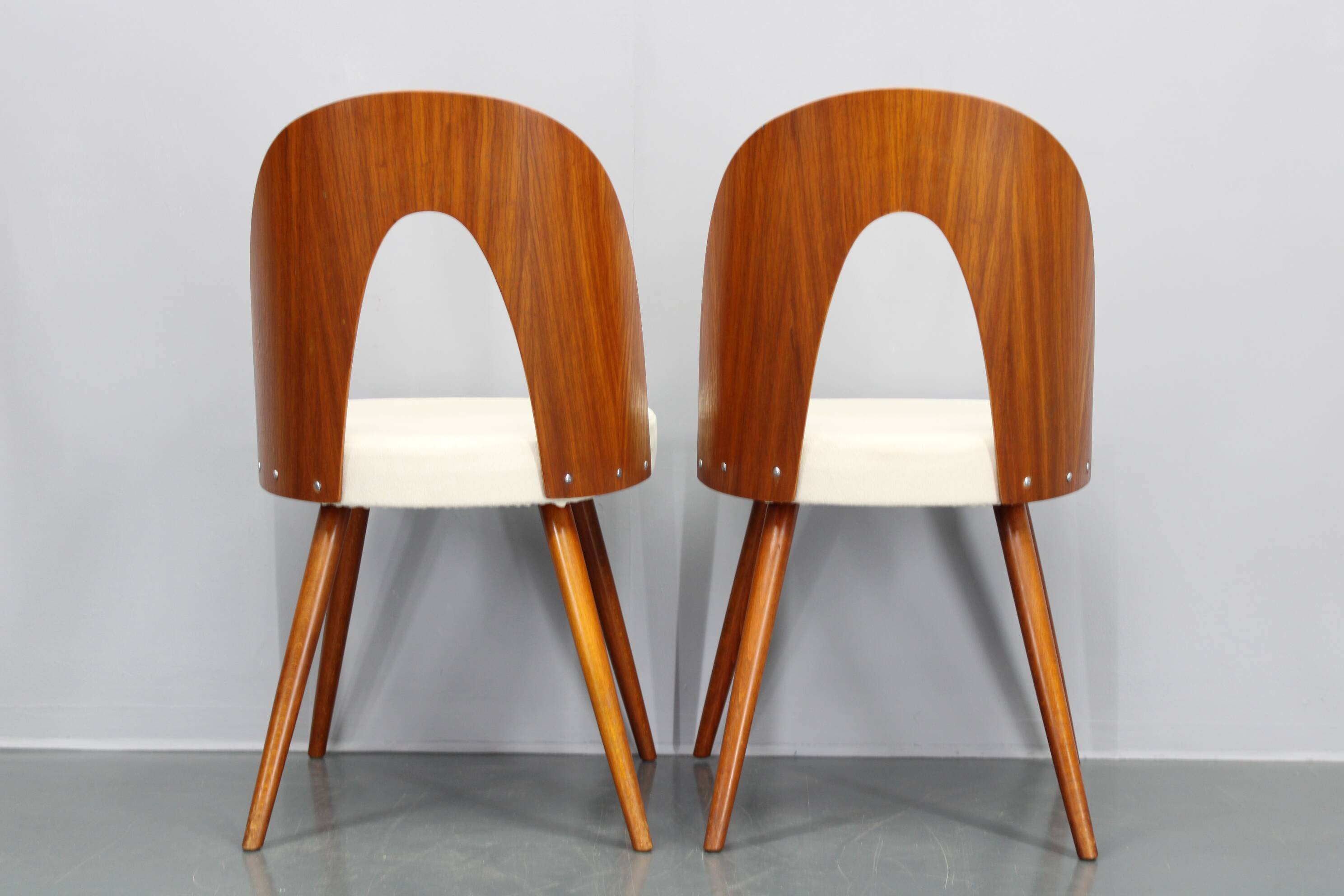 1960s Antonin Suman Pair of Restored Chairs in Walnut Finish