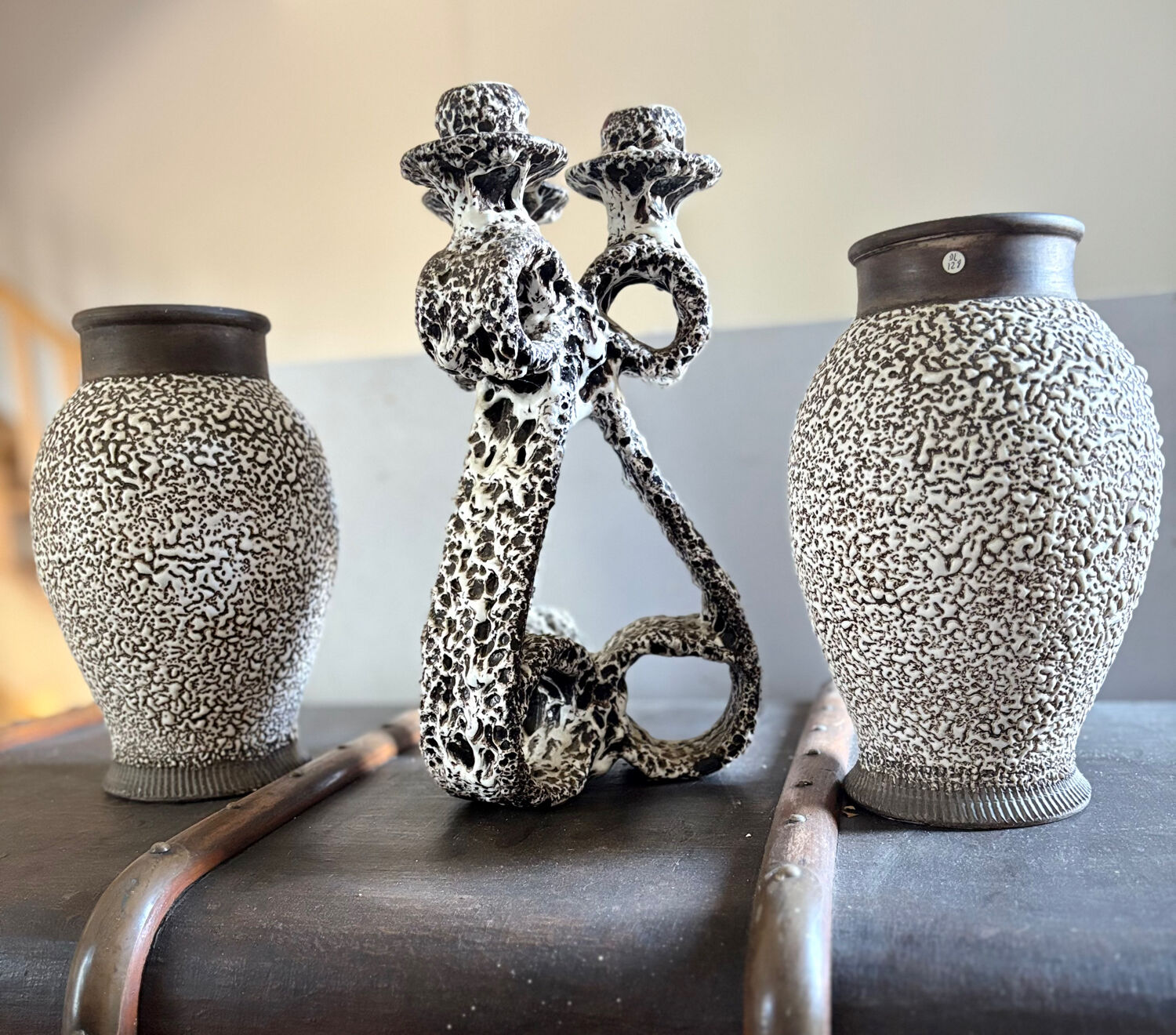 Chandelier with 3 lights by Marius Giuge, Vallauris 1960