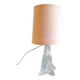 Bedside lamp with glass base and beige fabric lampshade / vintage 60s-70s