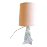 Lampe de chevet pied en verre et abat jour en tissu beige / vintage années 60-70