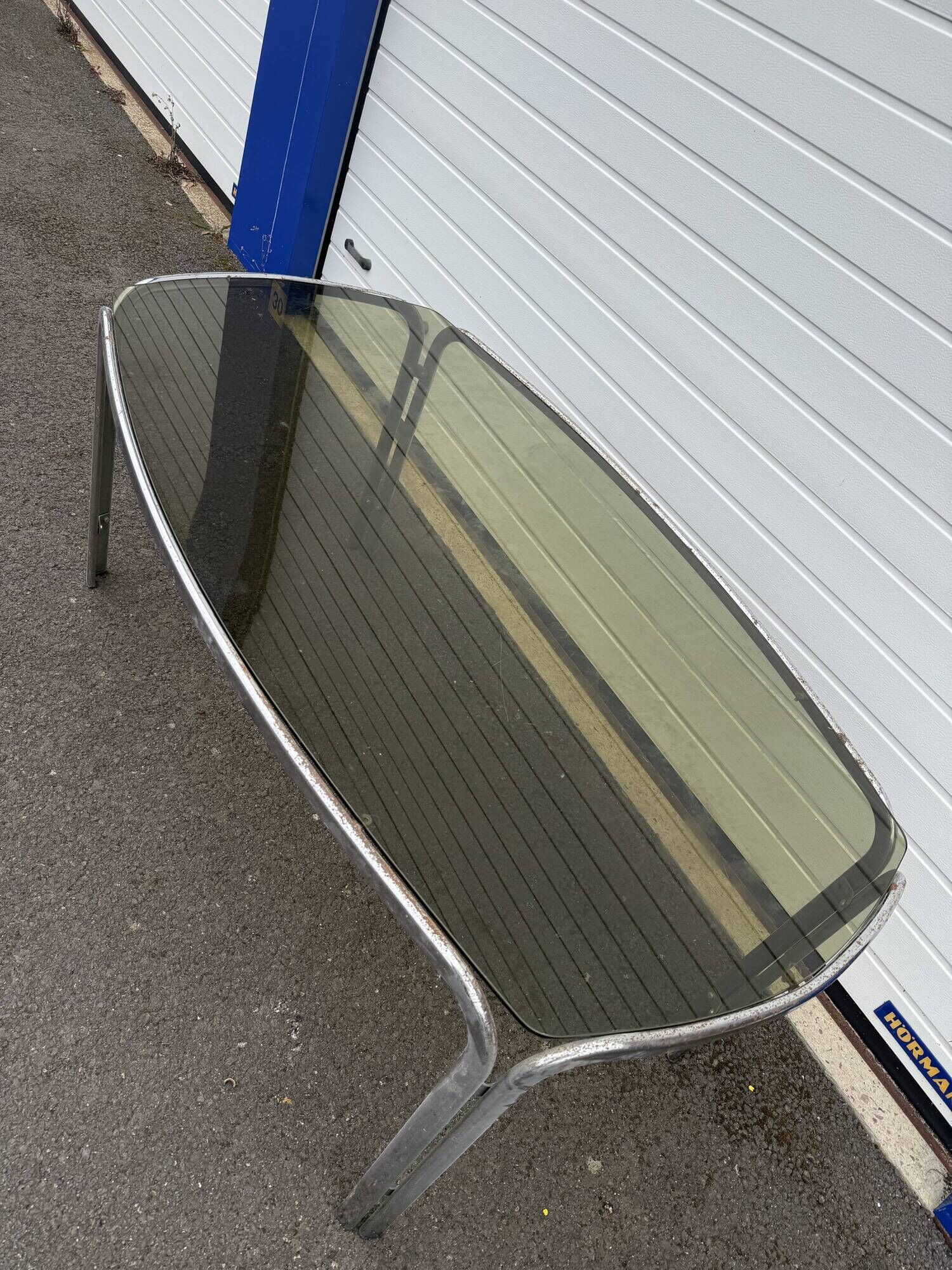 Vintage 70s smoked glass dining table