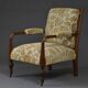 Paire de fauteuils édouardiens en hêtre, tissu vintage