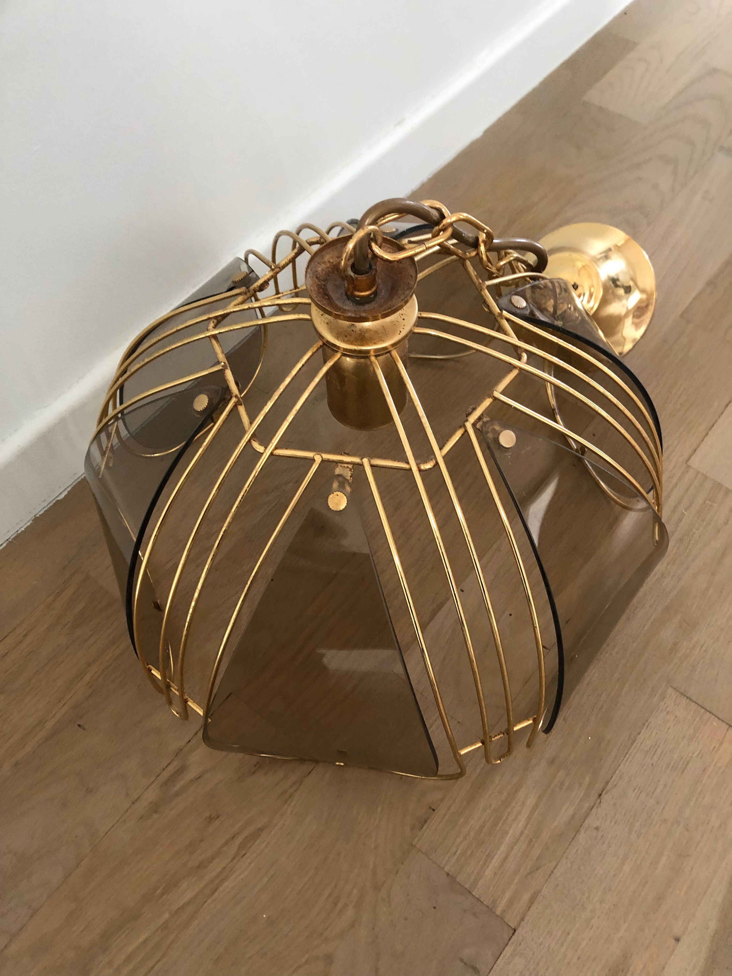Smoked glass ceiling lamp