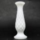 Latticino mid-century modern vase, white glass, Ząbkowice, Poland, 1970s