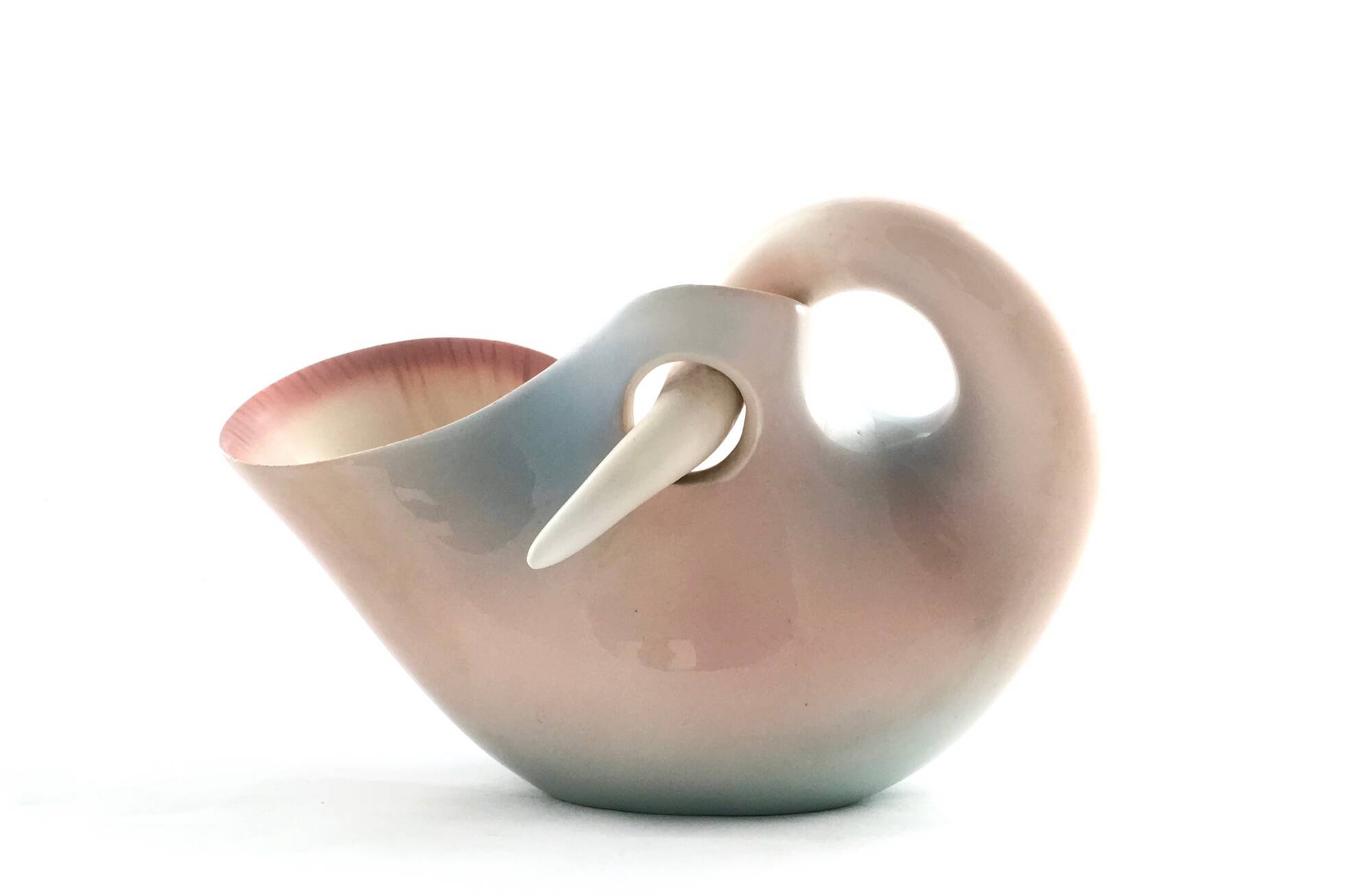 Centre de table en terre cuite laquée rose clair par Vibi, Italie, années 1960