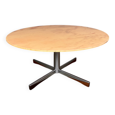 Table basse Mid Century en marbre chromé et palissandre