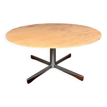 Mid Century coffee table in chrome, marble, and rosewood.