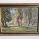 Oil on canvas mounted on panel Landscape River signed Gudin 19