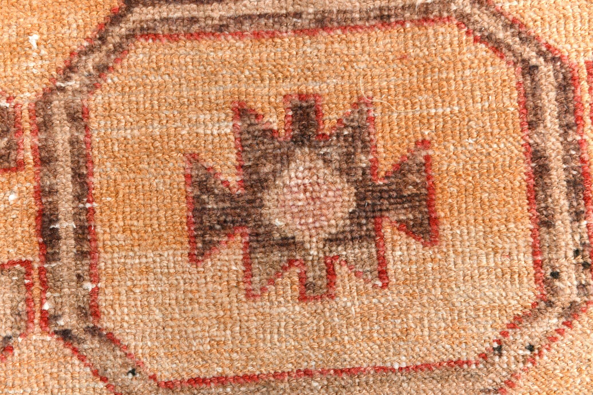 Turkish Red & Cream Oriental Vintage Runner Ruıg, 87x379Cm