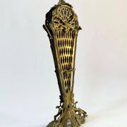 Vintage French brass fire screen, peacock design, 20th century.