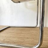 Matteo Grassi style faux leather and chrome armchair