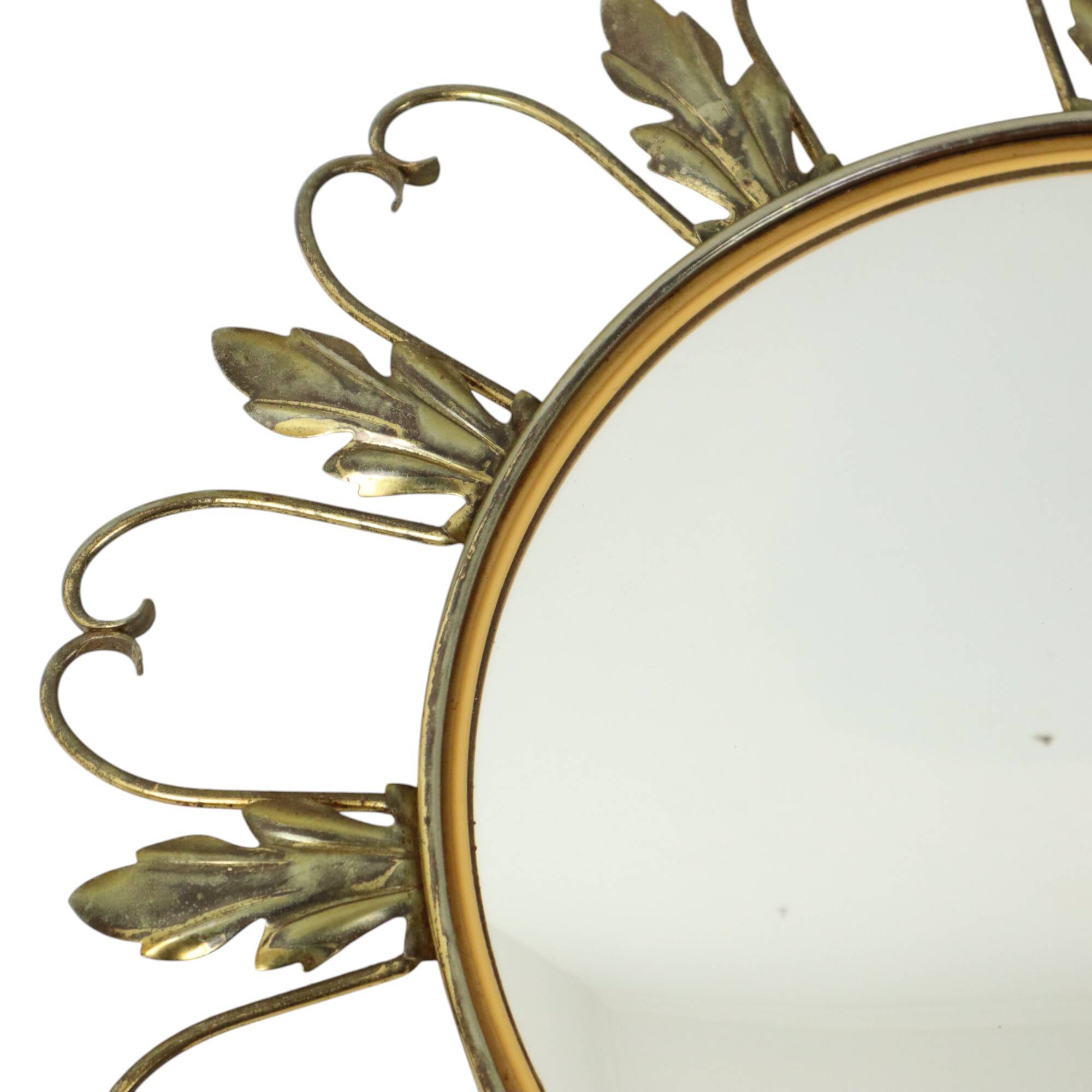 Vintage Fish Eye Convex Mirror Sunburst Witch Mirror Deknudt 46cm