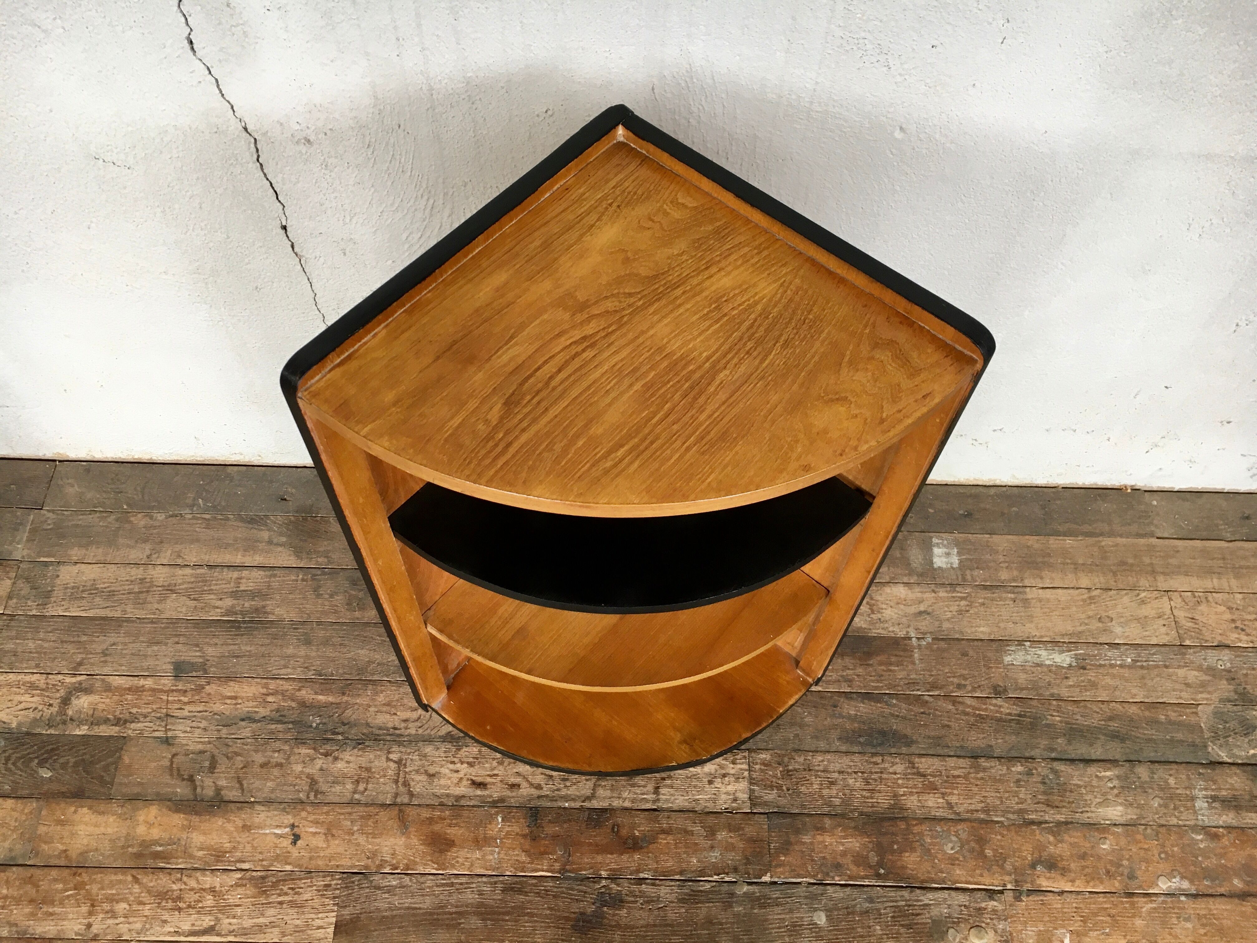 Vintage corner shelf feet compass light oak