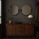 2 round mirrors made of copper alloy, 1940s-1950s