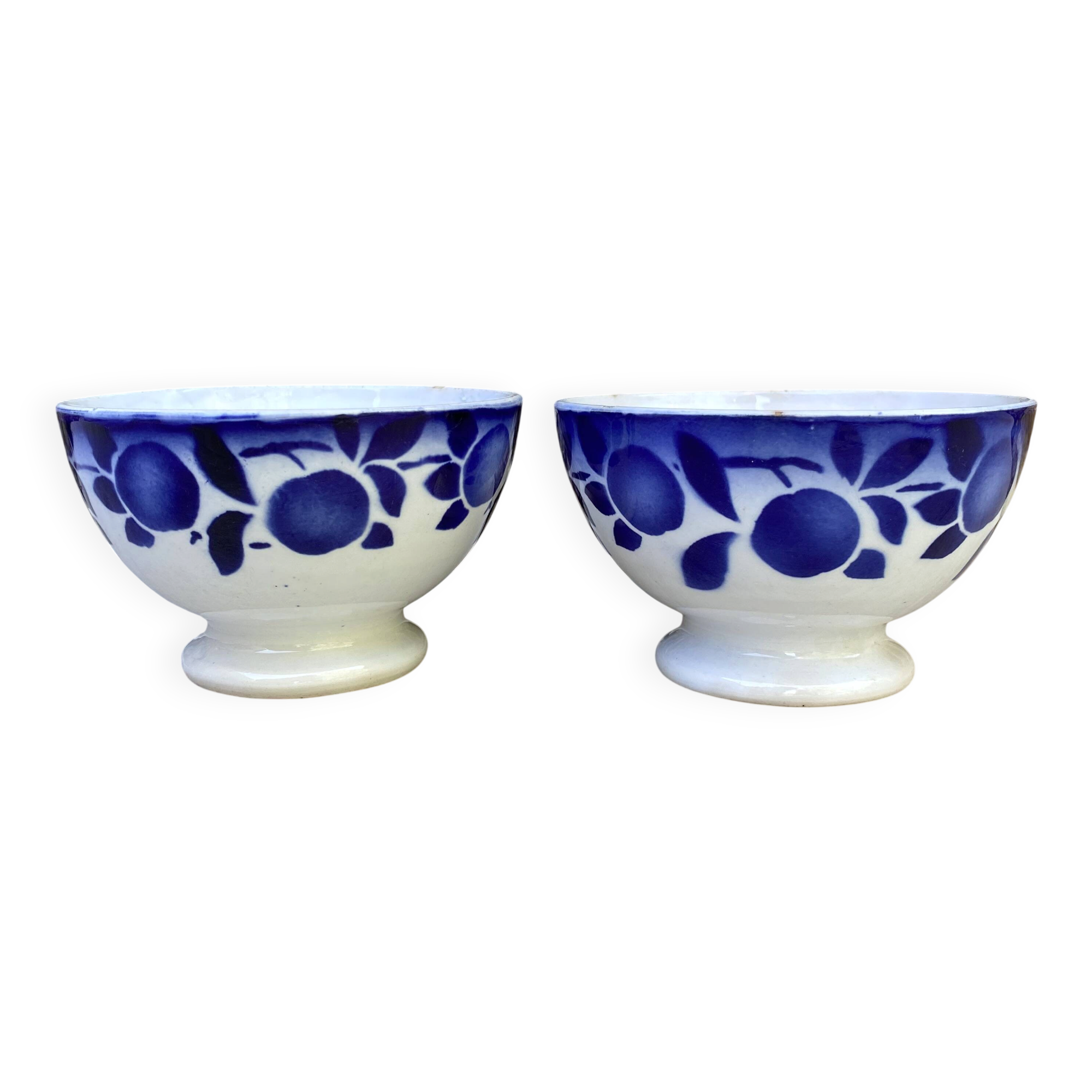 Petits bols anciens Badonviller décor bleu cobalt