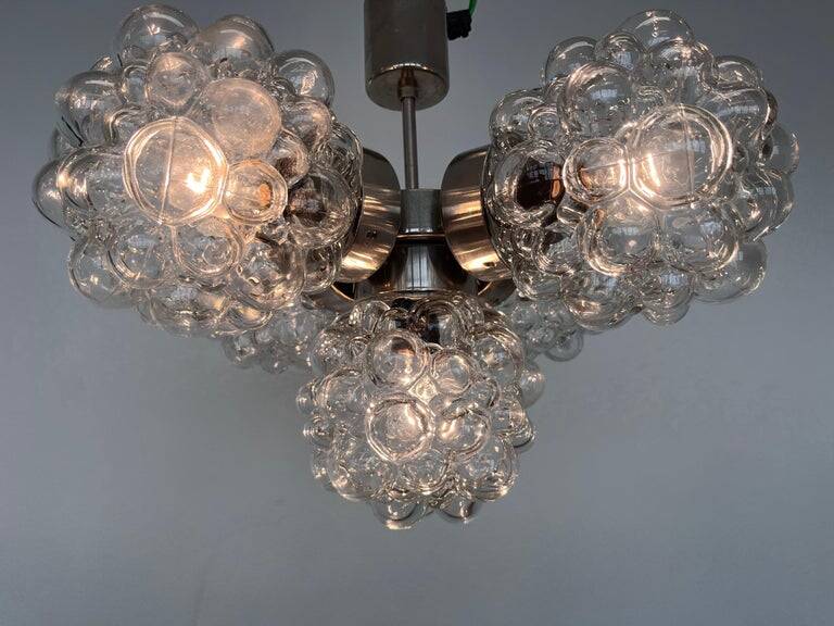 Design Glass and chrome pendant by Kamenicky Senov, Czechoslovakia, 1970s