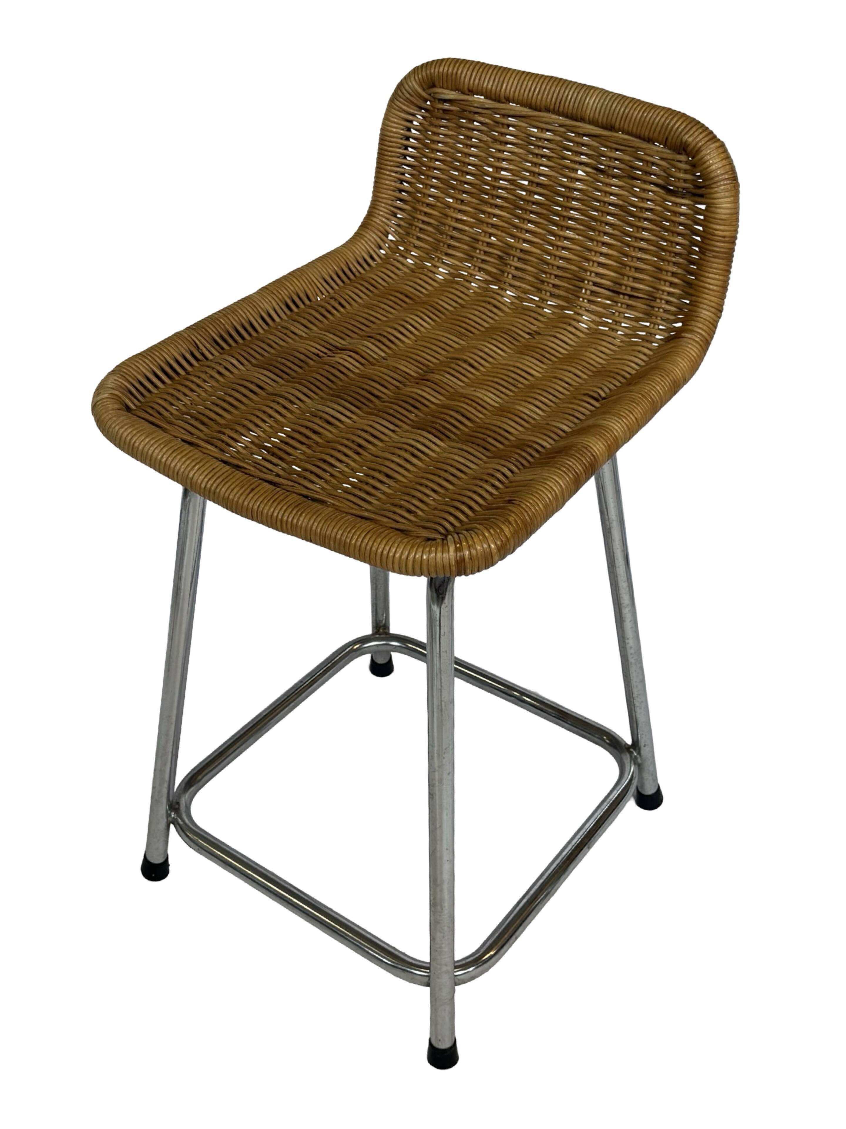 Ensemble de 4 tabourets de bar vintage Dirk Van Sliedregt Rohe Noordwolde modèle bas