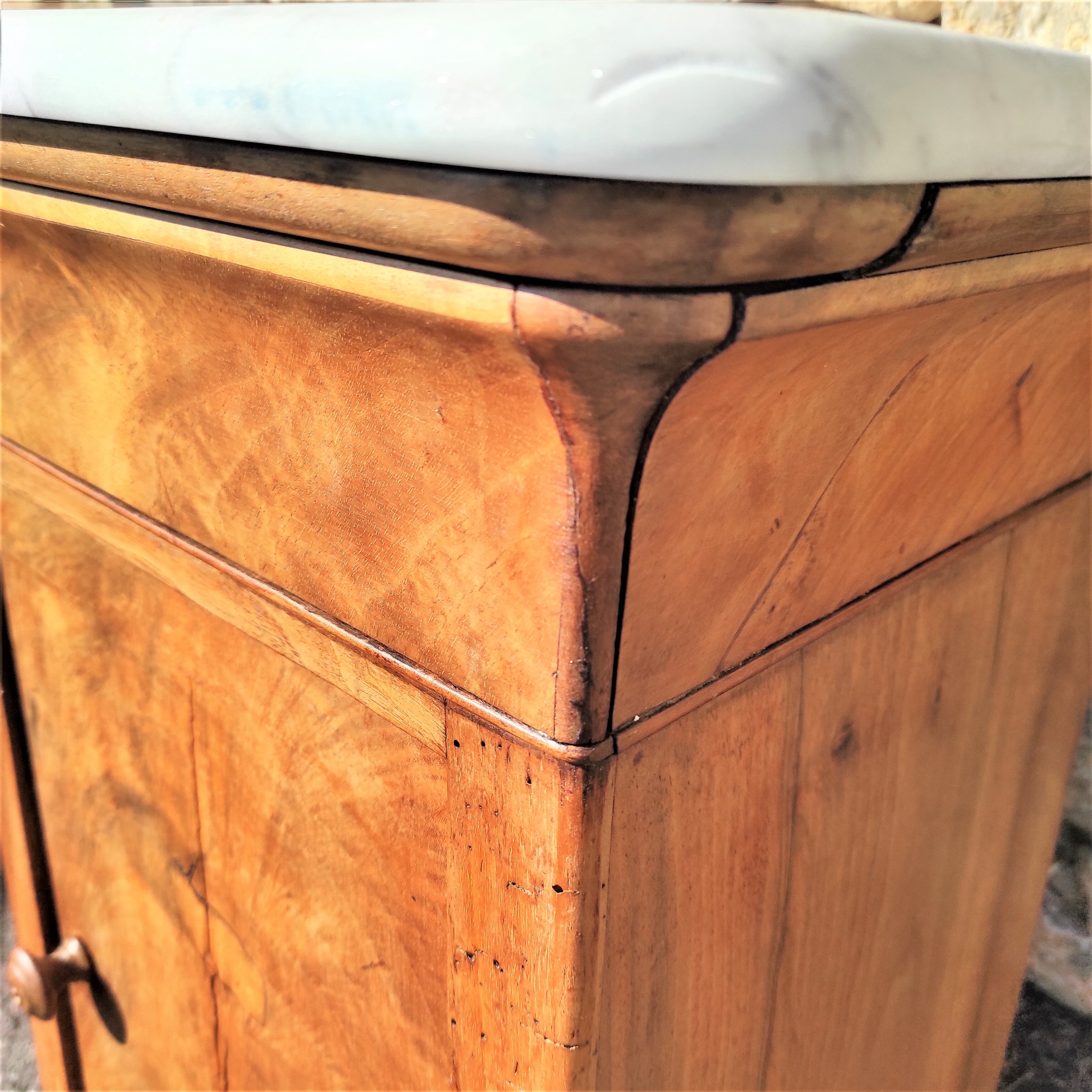 Bedside Louis Philippe with white marble