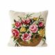 Antique square handmade crochet cushion with floral decoration c