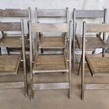 Set of 6 folding teak cinema chairs