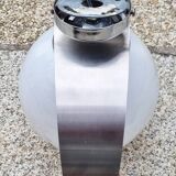 Pair of steel and opaline wall lights, Vittorio Mazzega design, vintage, 70s