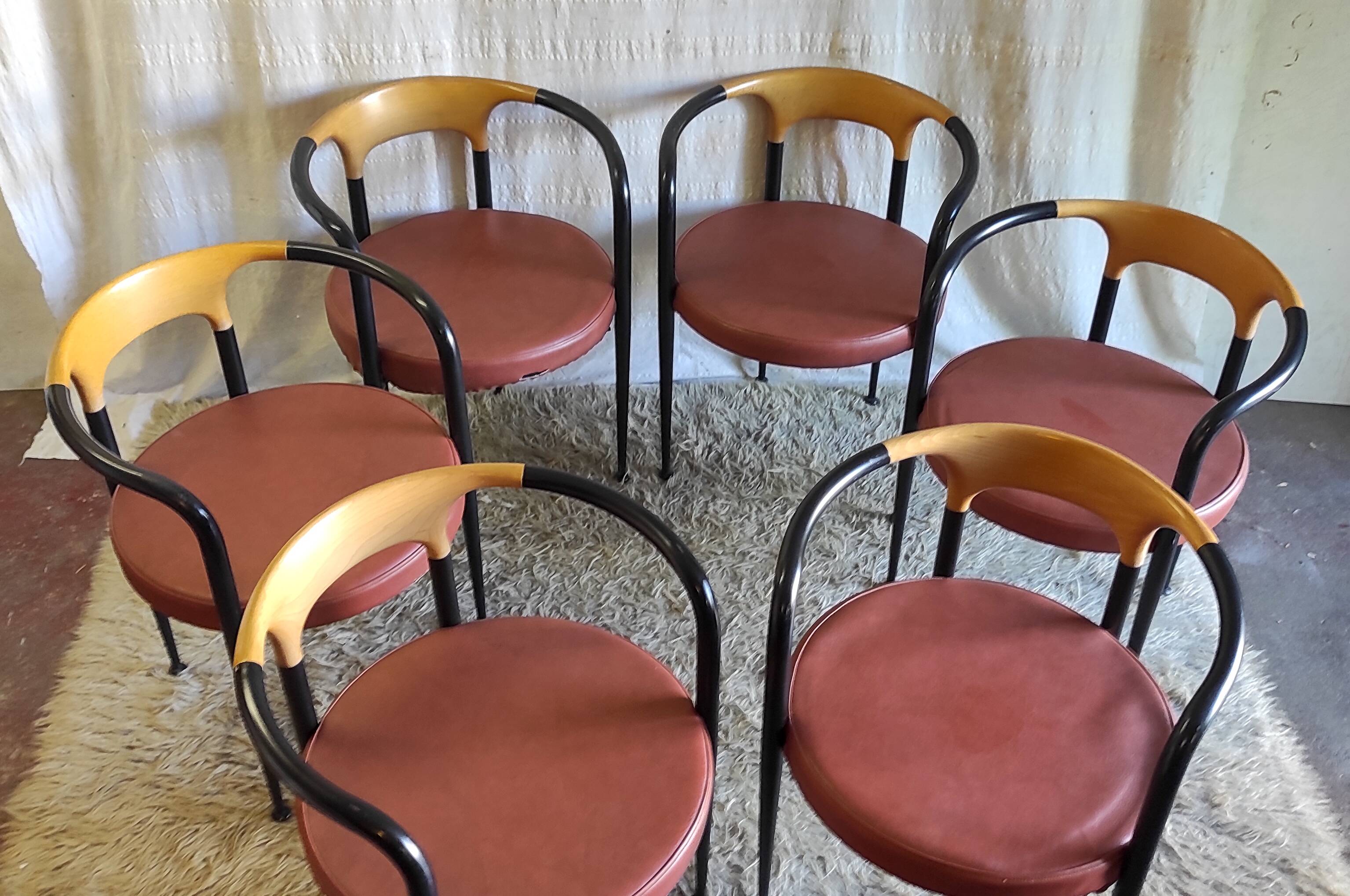 80s metal and wood designer chair