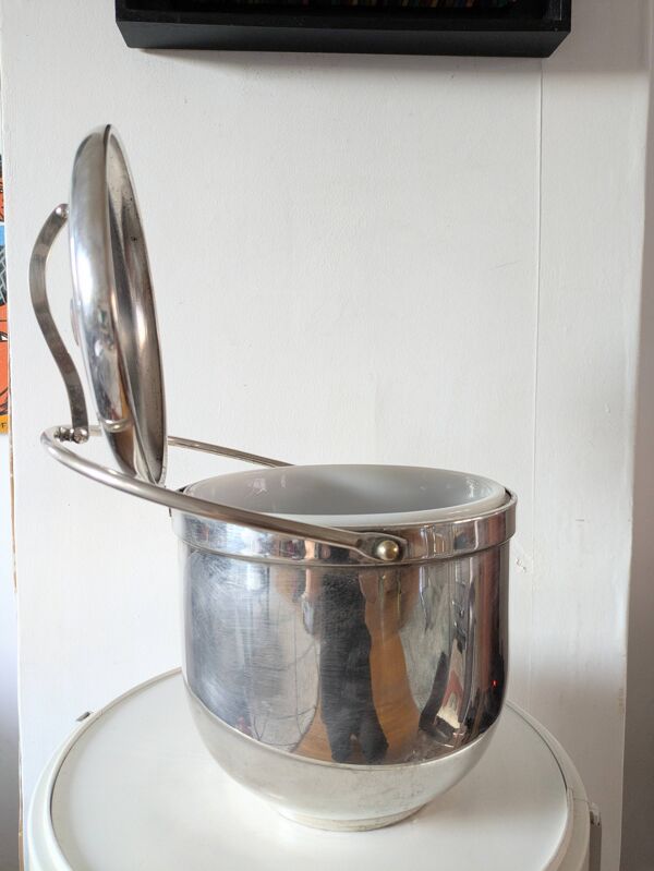 Seau à glace Sheffield Silver en métal argenté avec couvercle à charnière