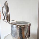 Sheffield Silver Ice Bucket in silver metal with hinged lid