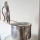Sheffield Silver Ice Bucket in silver metal with hinged lid