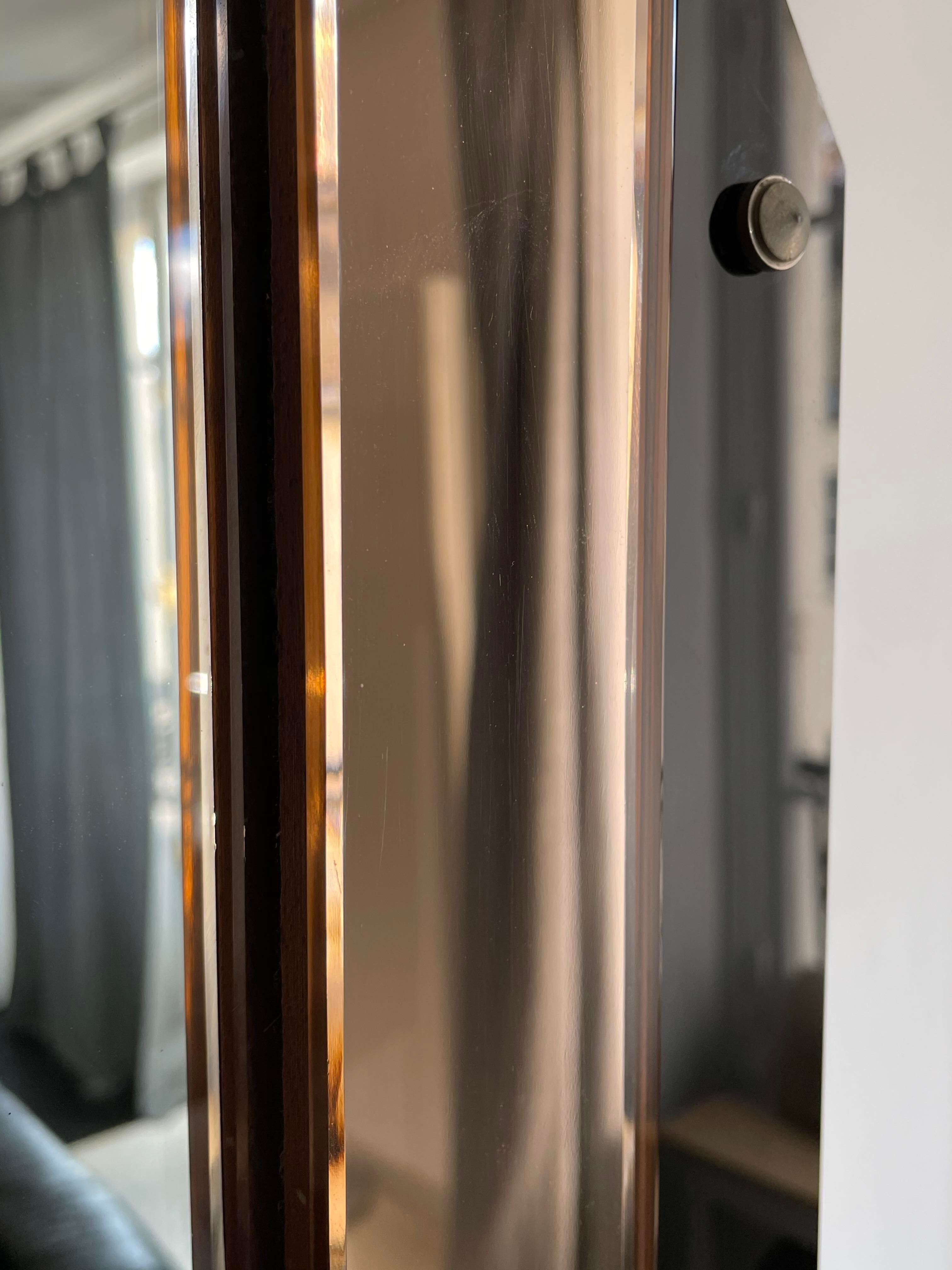 Art deco mirror, pink and black mirror pillar, France 1930