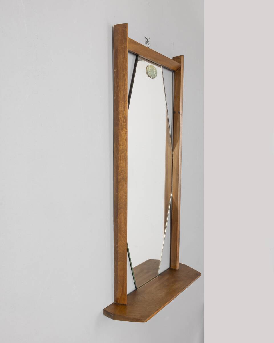 Italian design 1960s vintage wall mirror with shelf