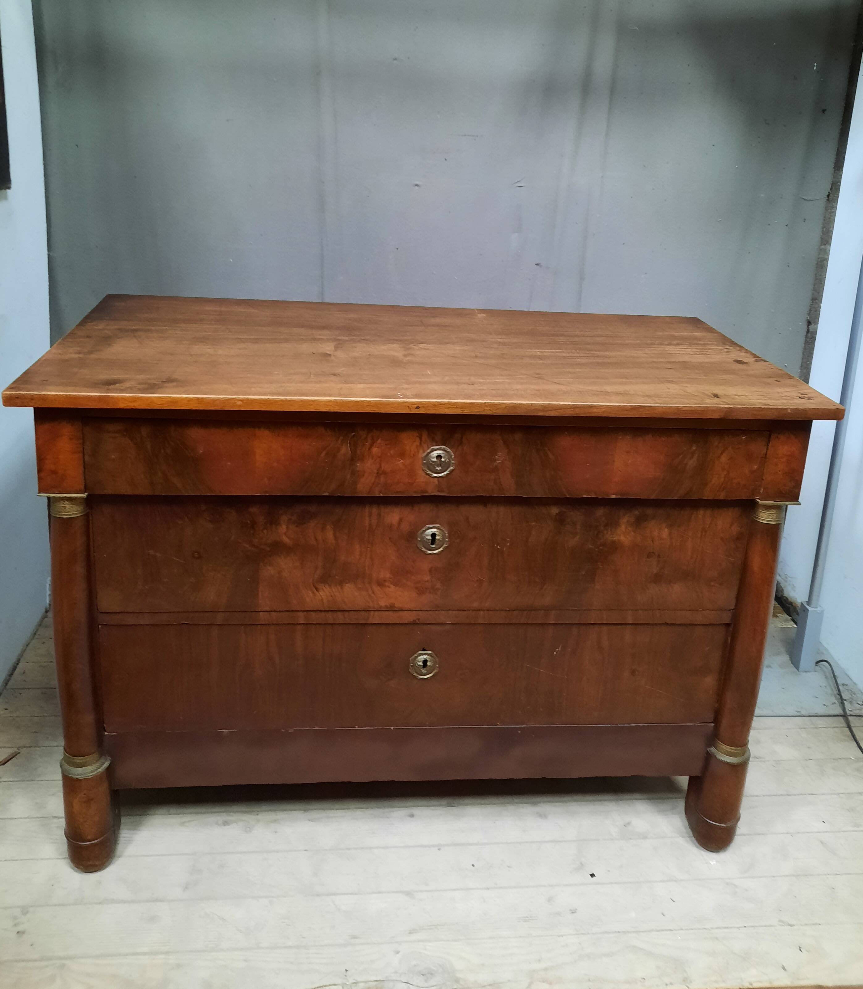 Commode empire en plaquage d acajou