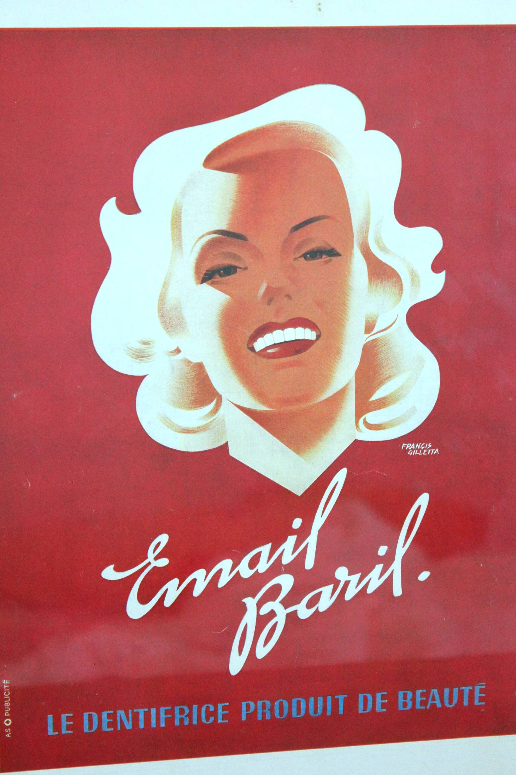 Toothpaste poster Barrel dentist 1940 old advertising