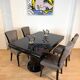 Art Deco dining table in black piano lacquer & metal, 1930