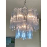 Contemporary Sky-Blue Italian Murano Glass “Tronchi” Chandelier