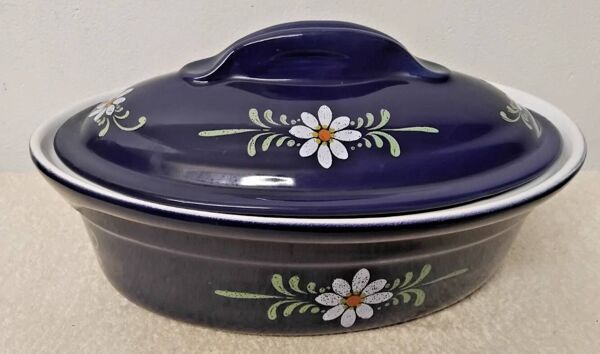 Cocotte ovale vintage à baeckeoffe en céramique, France