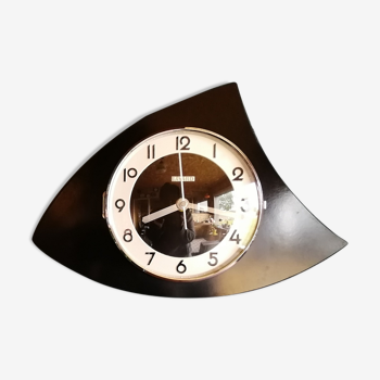 Horloge vintage pendule murale silencieuse asymétrique "Bayard noire"